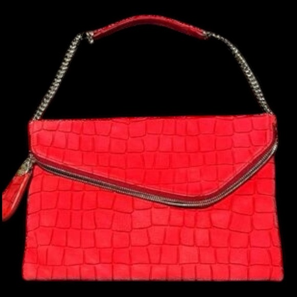 Henri Bendel Women’s Red Snakeskin Leather Chain Wristlet/Clutch | EUC!!♥️♥️ - Picture 1 of 8